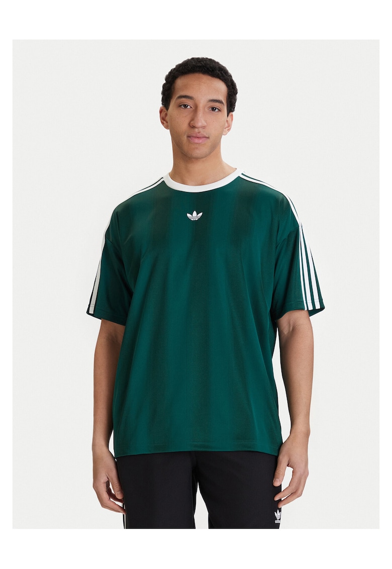 Tricou barbati - dungi - verde - poliester reciclat -