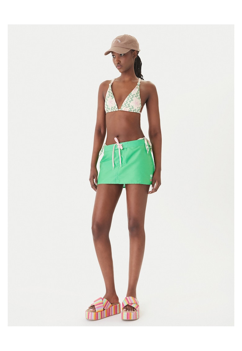 Fusta mini - verde - poliester -