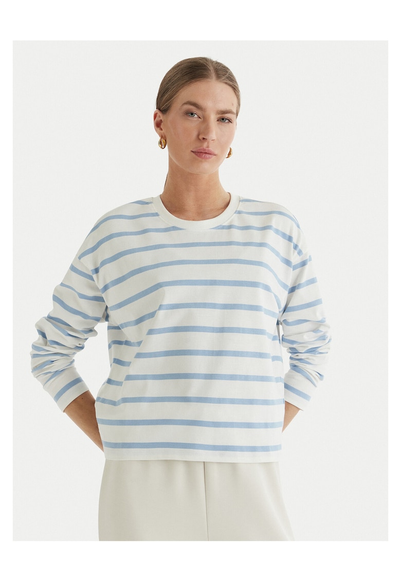 Bluza dama cu dungi - Alb/Albastru