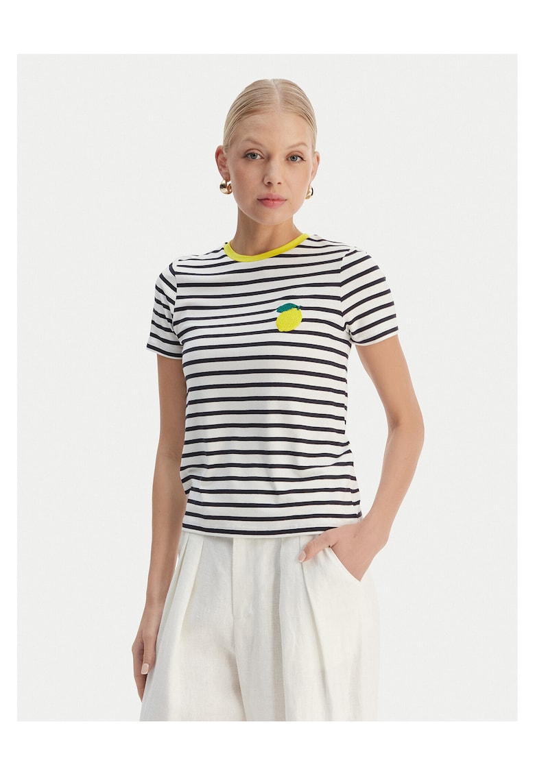 Tricou dama - alb - model dungi - viscoza/elastan