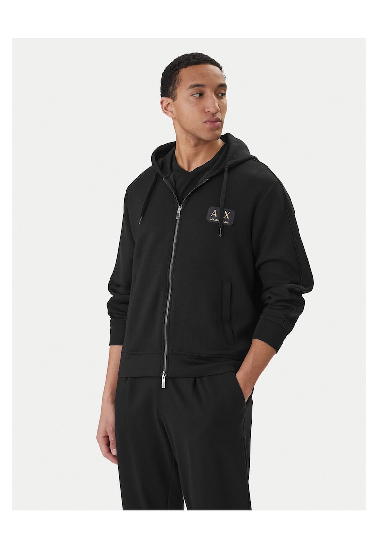 Hanorac barbati - fermoar - negru - 50% poliester - 42% modal - 8% elastan