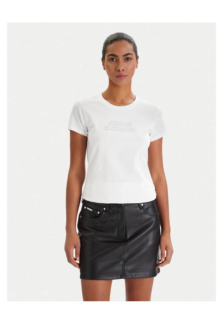 Tricou dama - slim fit - alb - bumbac