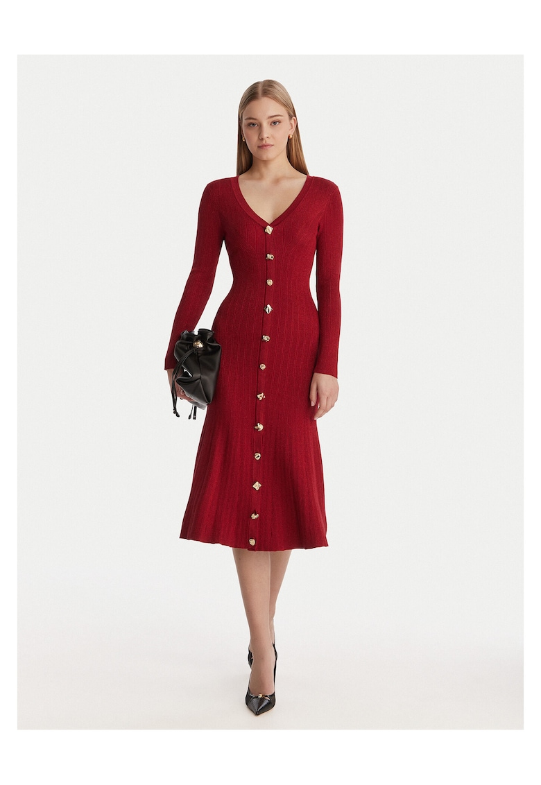 Rochie tricotata - rosie - 59% viscoza