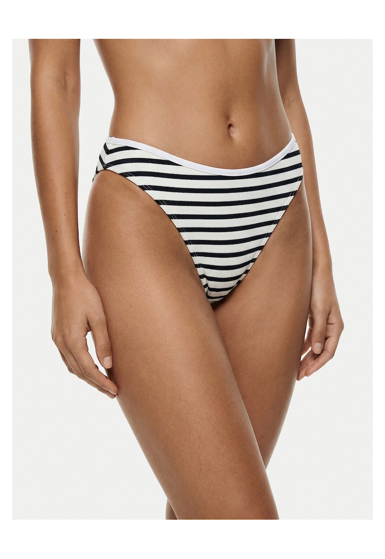Costum de baie dama - slip bikini - dungi - bleumarin - poliamida