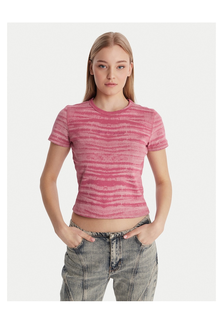 Tricou dama - bumbac - roz - 93% bumbac - 7% elastan