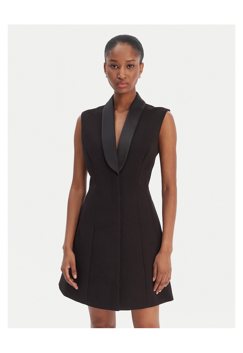Rochie cocktail poliester - fermoar - negru - Negru