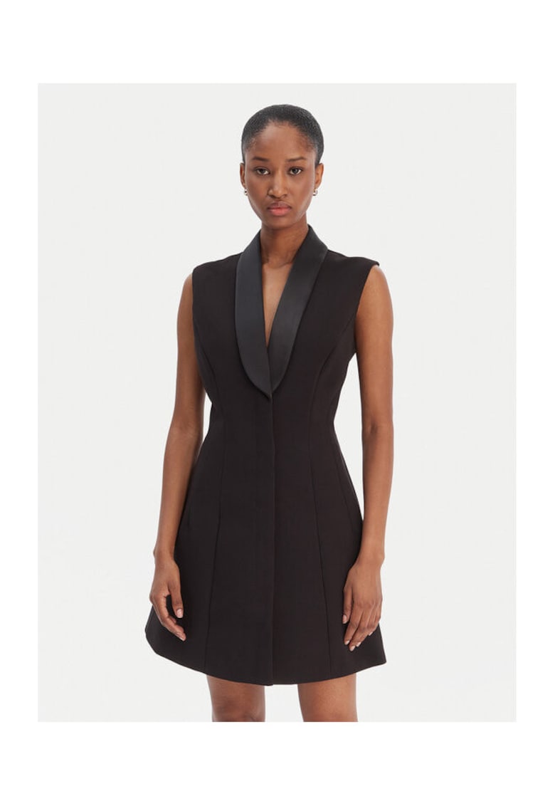 Rochie cocktail poliester - fermoar - negru - Negru