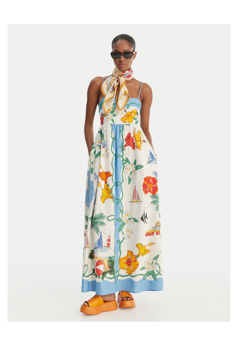 Rochie de vara - albastru - 55% in - 45% viscoza