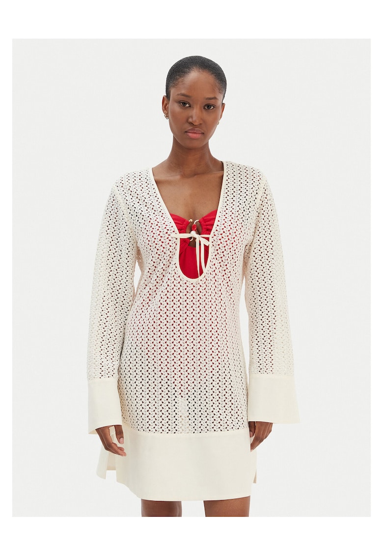 Rochie plaja bej - poliester - Bej