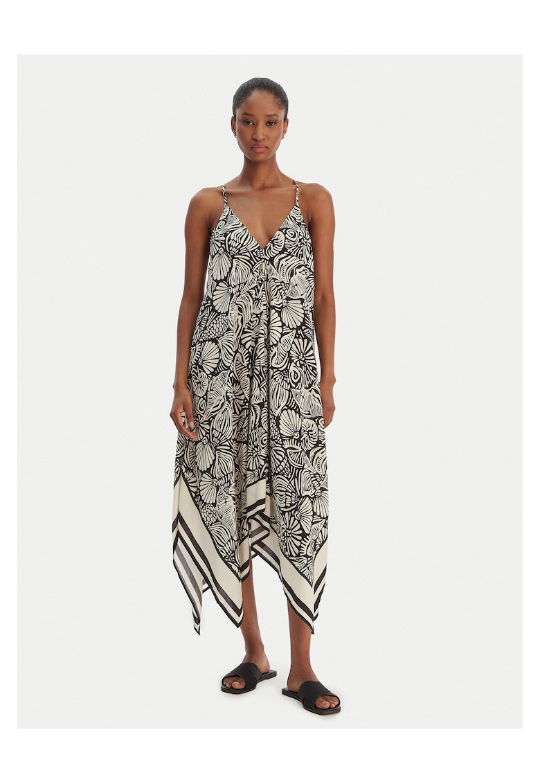 Rochie de vara - viscoza - negru/alb