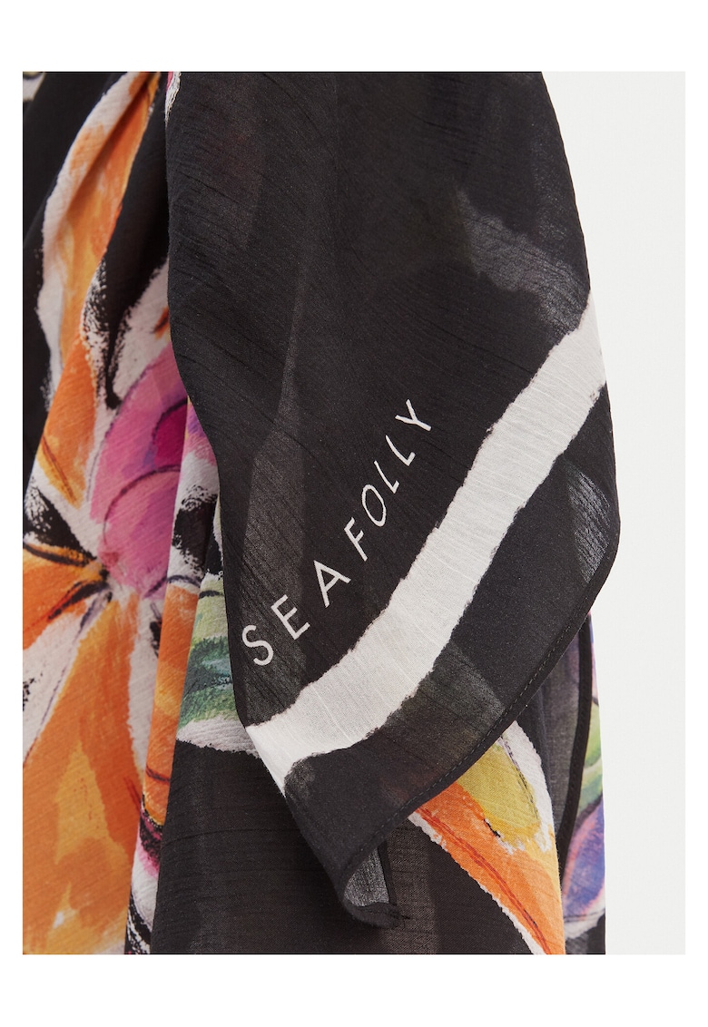 Pareo plaja bumbac organic - negru - One Size INTL