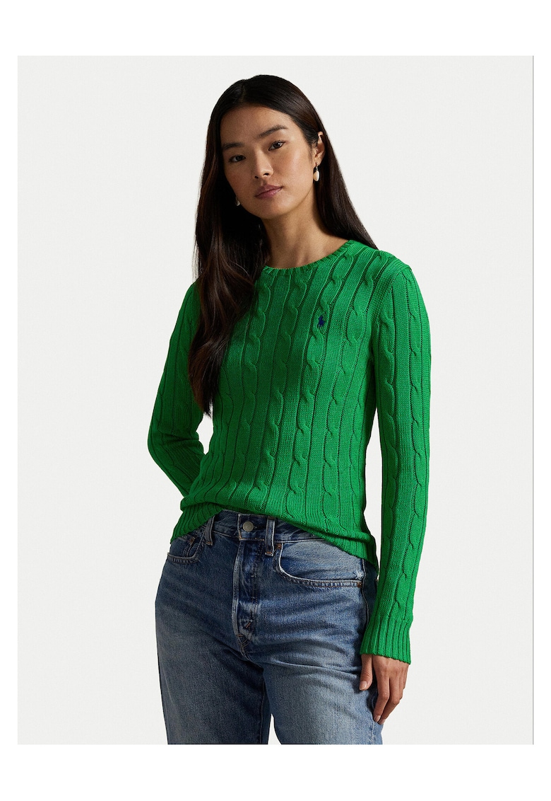 Pulover dama - slim fit - verde - bumbac -