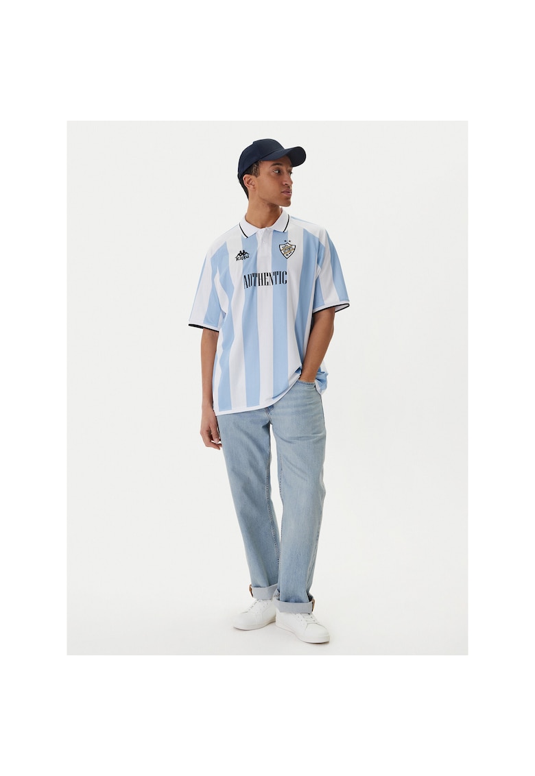 Tricou sport barbati - poliester reciclat - alb - albastru