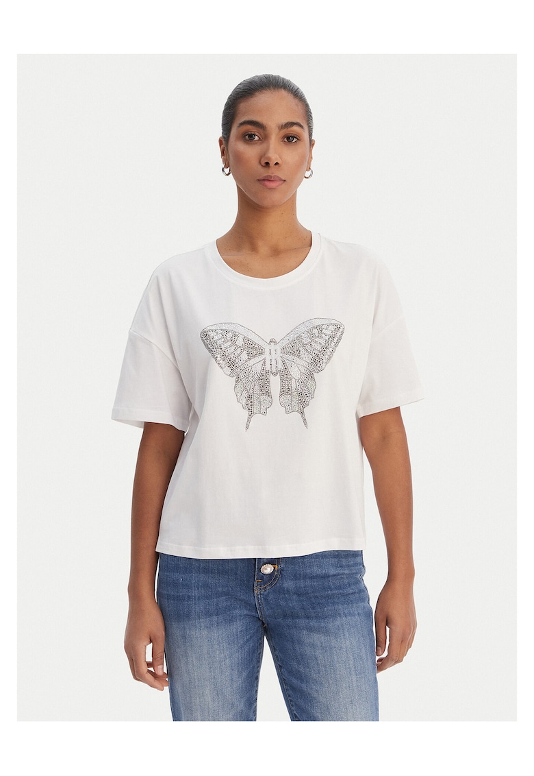 Tricou dama Bumbac/Elastan - Alb