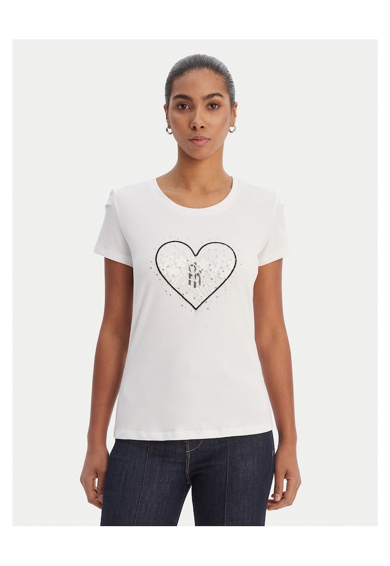 Tricou dama - Bumbac/Elastan - Alb