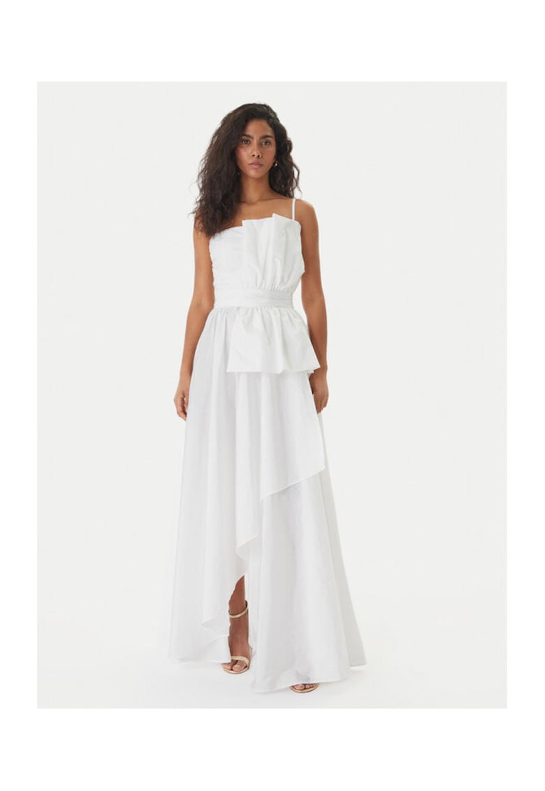 Rochie de seara - fermoar - alb - nailon