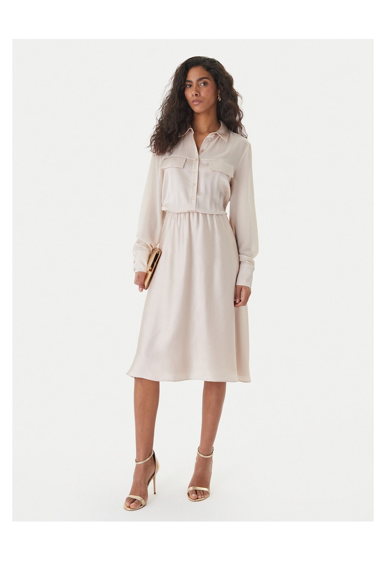 Rochie de zi Ecru - poliester - fermoar - Ecru