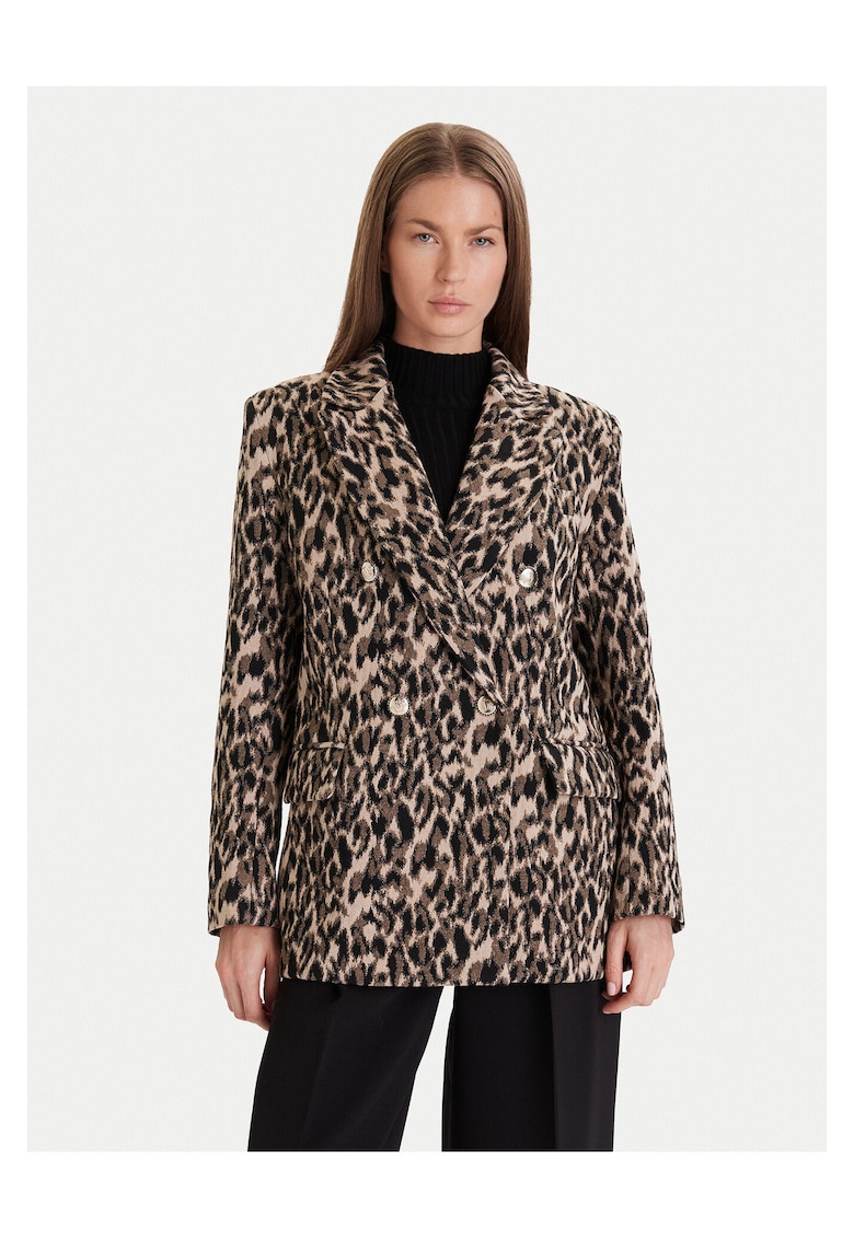 Sacou dama bej-negru - Animal print