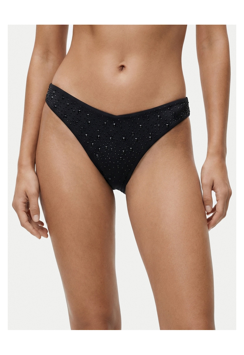 Costum de baie dama - slip de bikini - negru - poliamida -