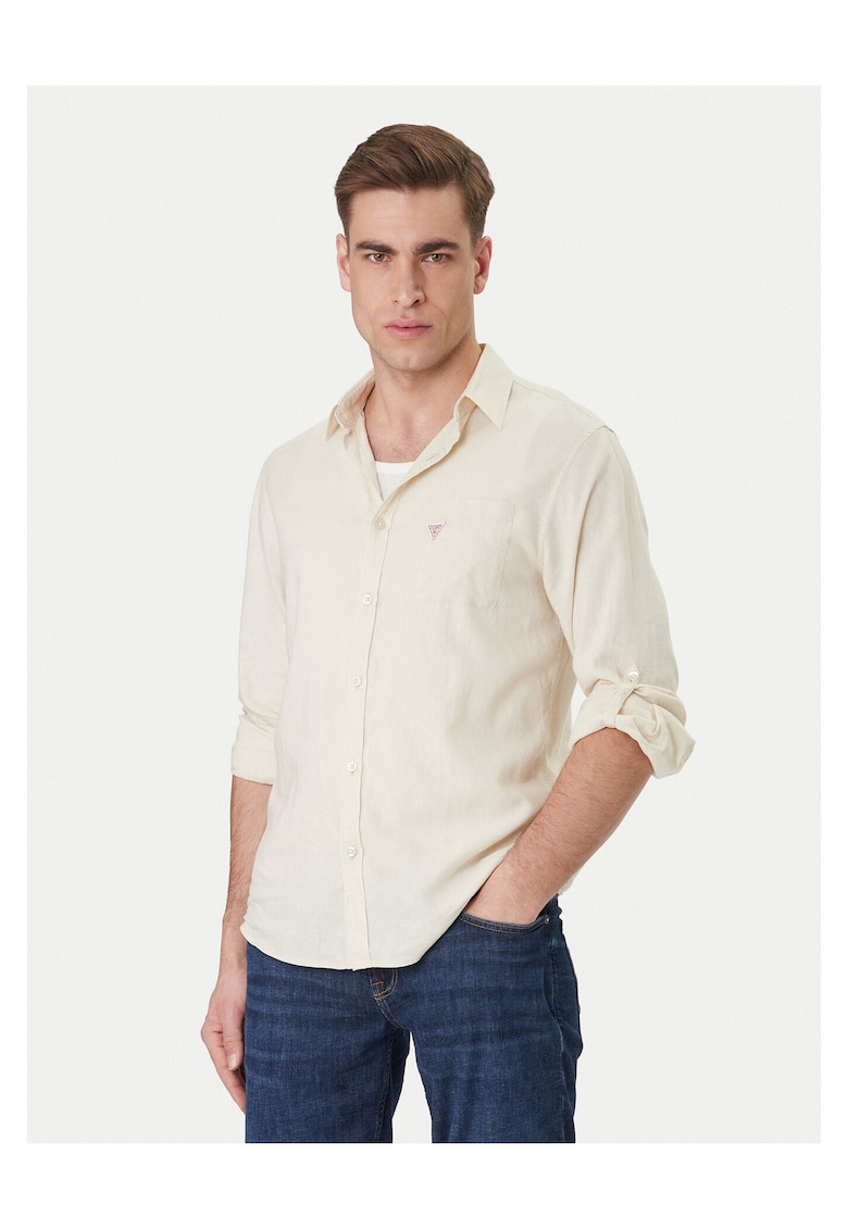 Camasa barbati - bej - 55% in - 45% viscoza