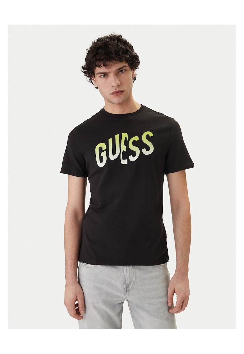 Tricou de barbati - slim fit - negru - din bumbac