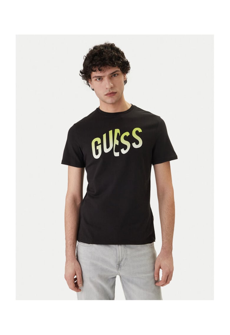 Tricou de barbati - slim fit - negru - din bumbac