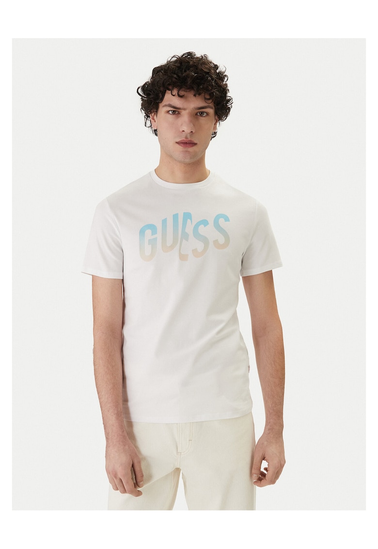 Tricou Barbati - Alb - Slim fit - Bumbac/Elastan