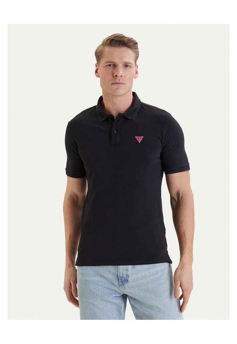 Tricou barbati - slim fit - negru - bumbac -