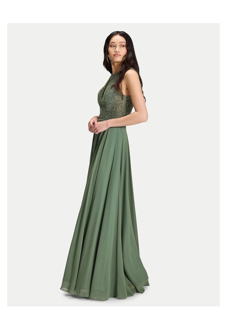 Rochie de seara - fermoar - verde - poliester