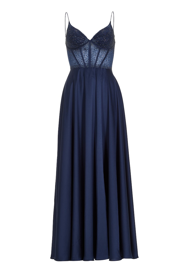 Rochie de seara - bleumarin - poliester - cu fermoar