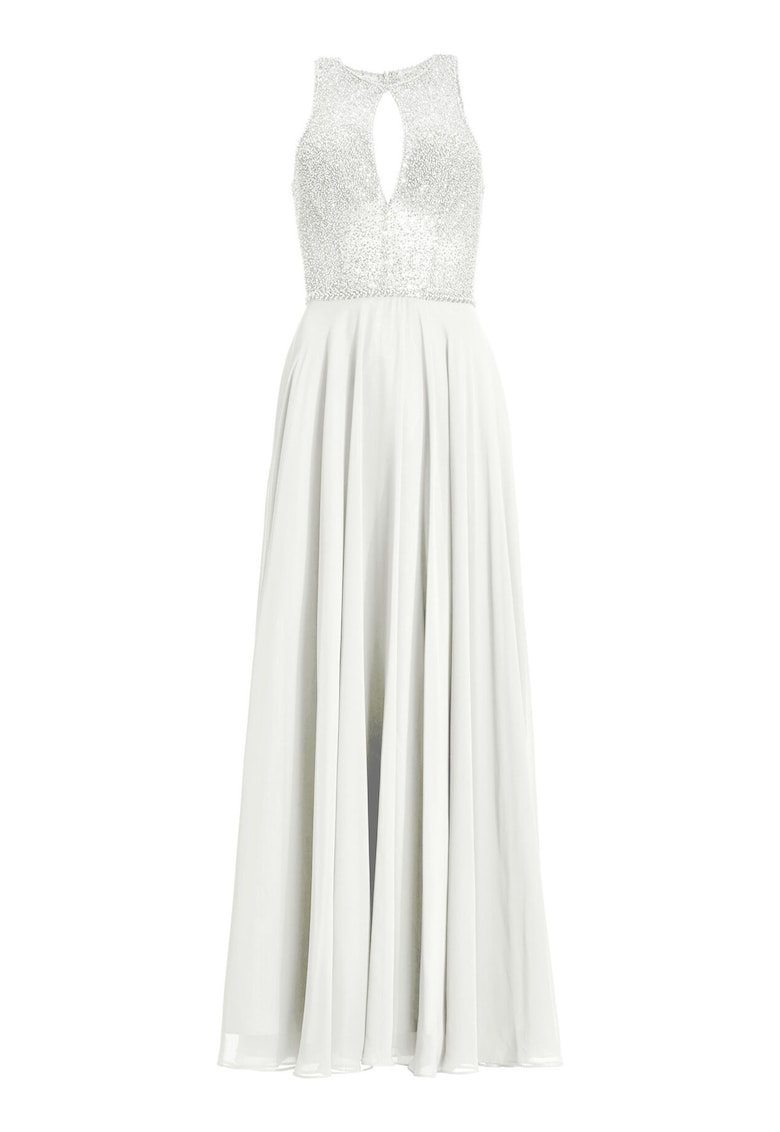 Rochie de seara - fermoar - alb - poliester