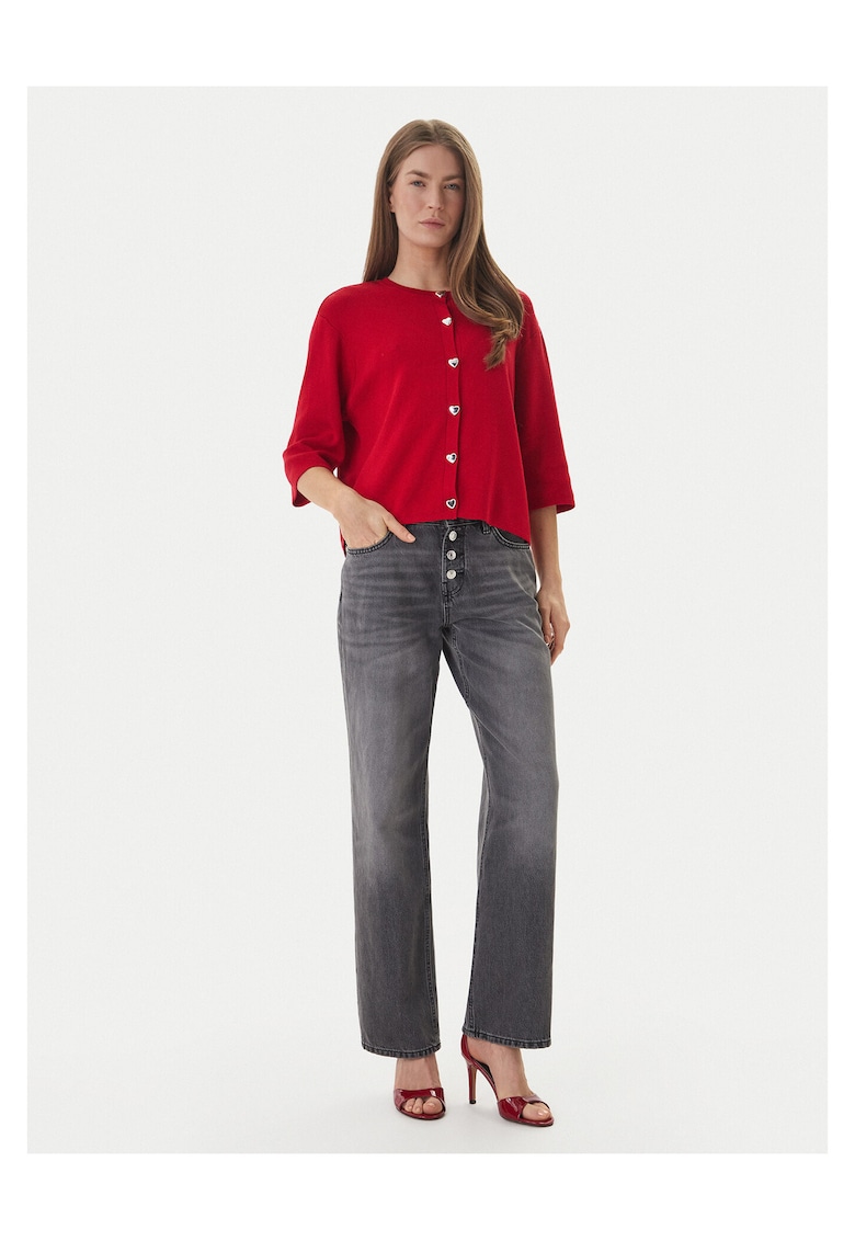Cardigan dama - viscoza - rosu - inchidere cu nasturi -