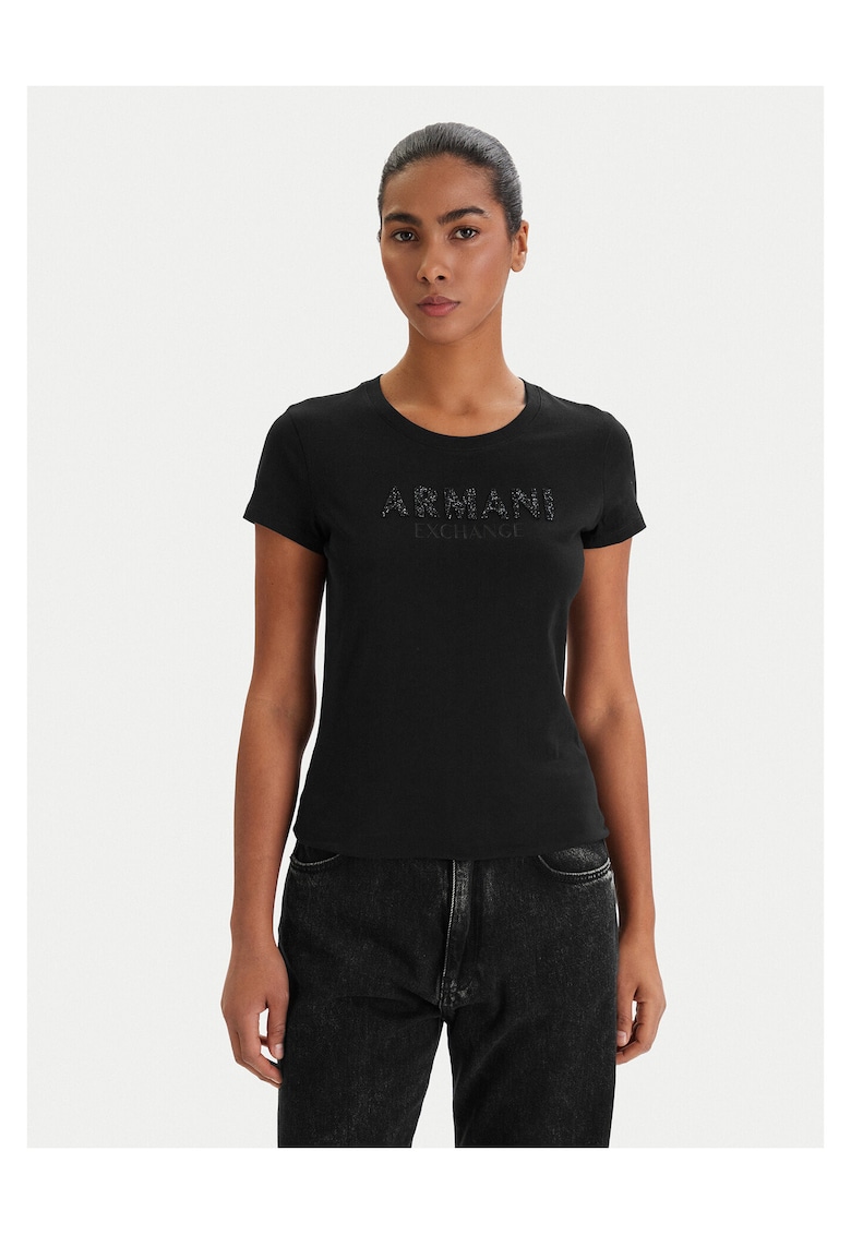 Tricou dama - bumbac - slim fit - Negru