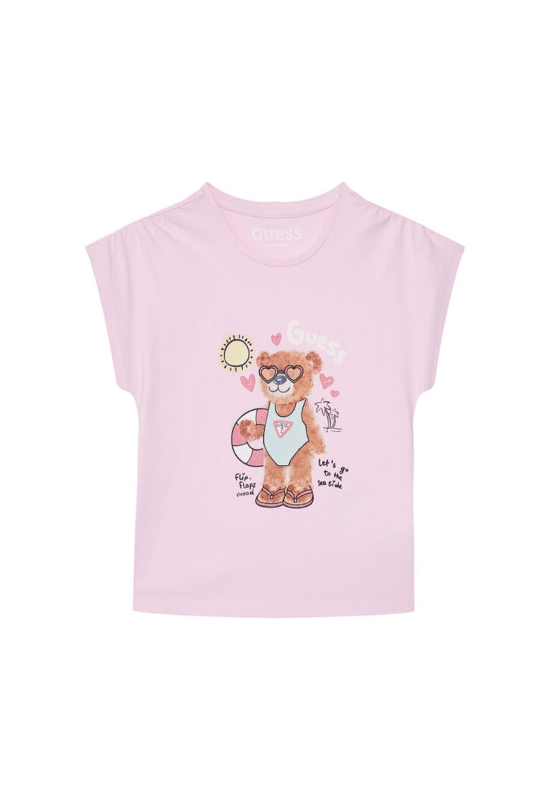 Tricou fete - bumbac - roz - 95% bumbac/5% elastan