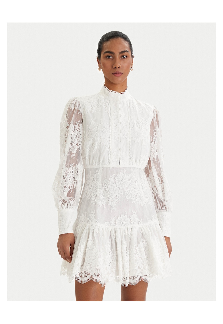 Rochie cocktail - fermoar - ecru - 57% poliamida