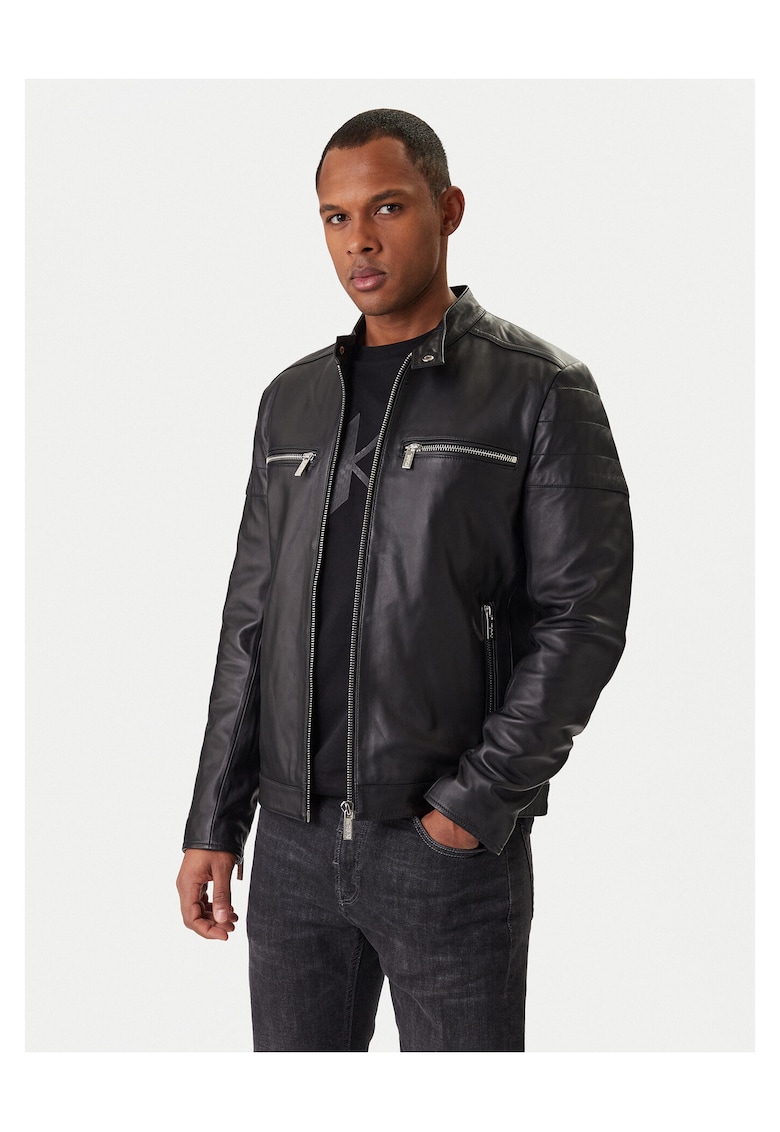 Geaca barbati - piele naturala - slim fit - negru