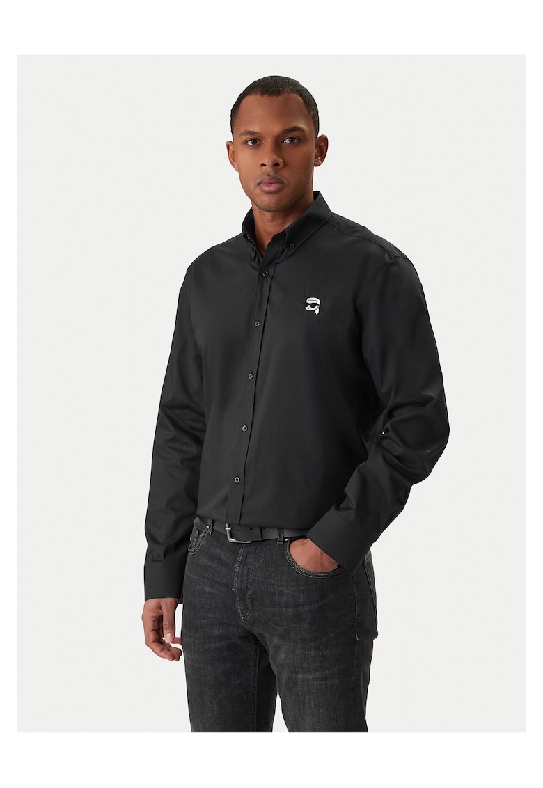 Camasa barbati - neagra - 96% bumbac - 4% elastan - Negru