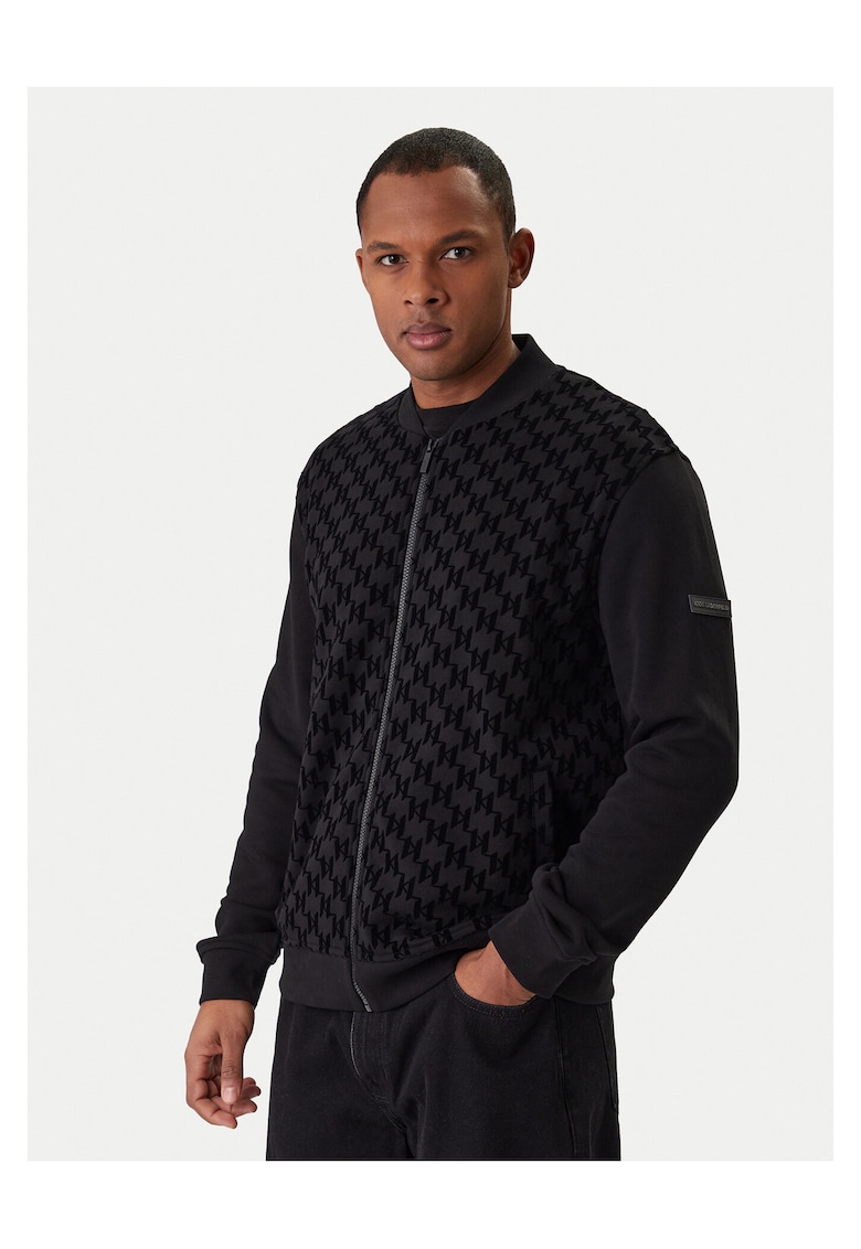 Hanorac barbati - fermoar - negru - bumbac