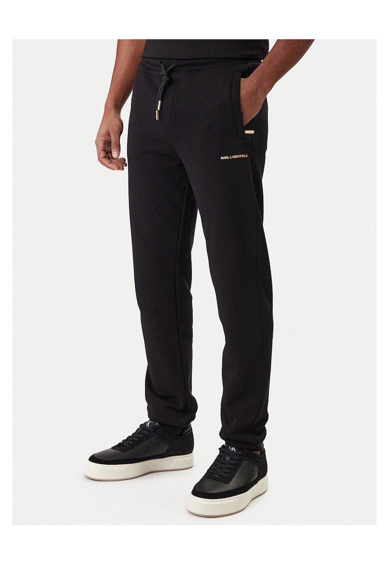 Pantaloni trening pentru barbati - bumbac/poliester - negru