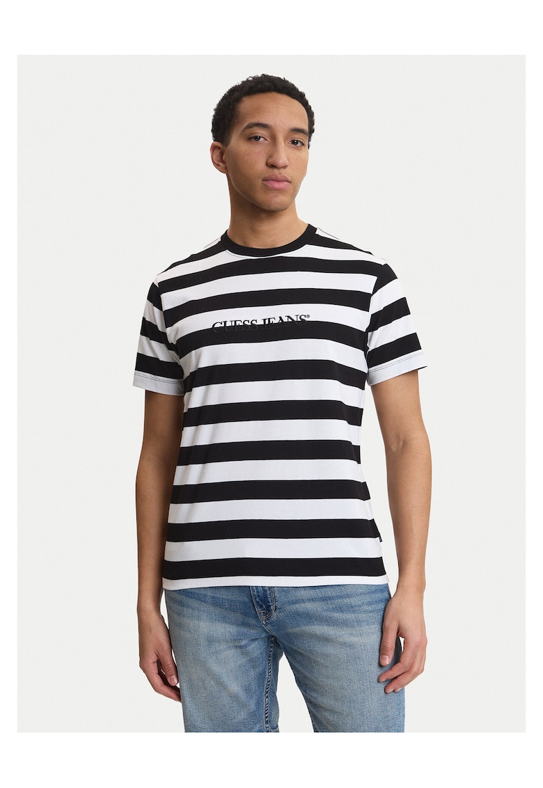Tricou barbati - dungi - negru - bumbac