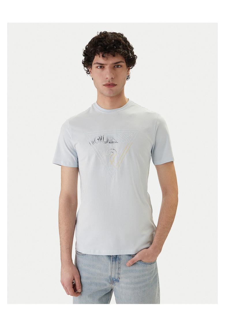 Tricou de Barbati - Slim fit - Albastru - din Bumbac