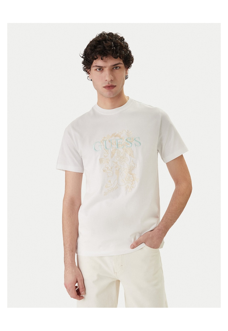 Tricou barbatesc alb - bumbac