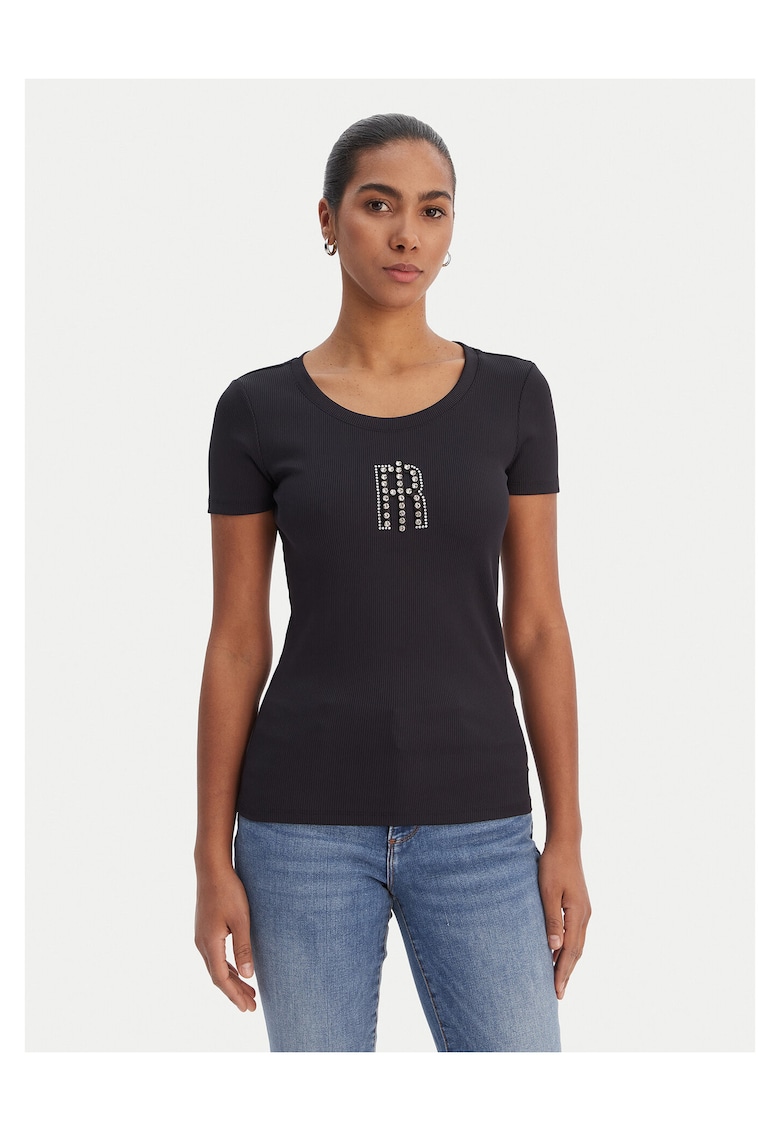 Tricou dama - slim fit - negru - nylon/elastan