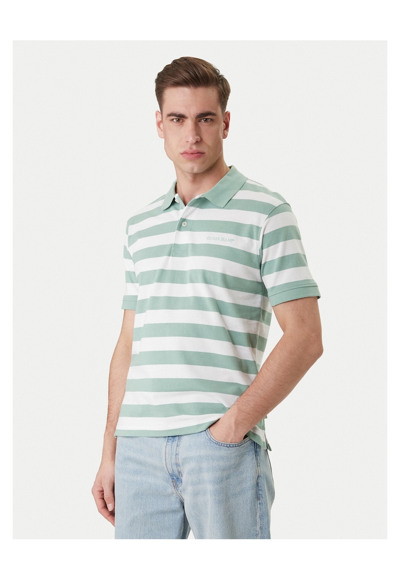 Tricou barbati - dungi - verde - bumbac