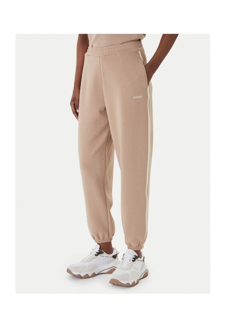 Pantaloni de trening dama - bej - poliester/bumbac/modal