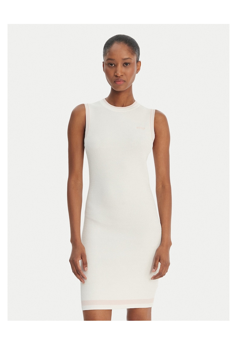 Rochie tricotata - alb - 63% viscoza - 37% poliamida