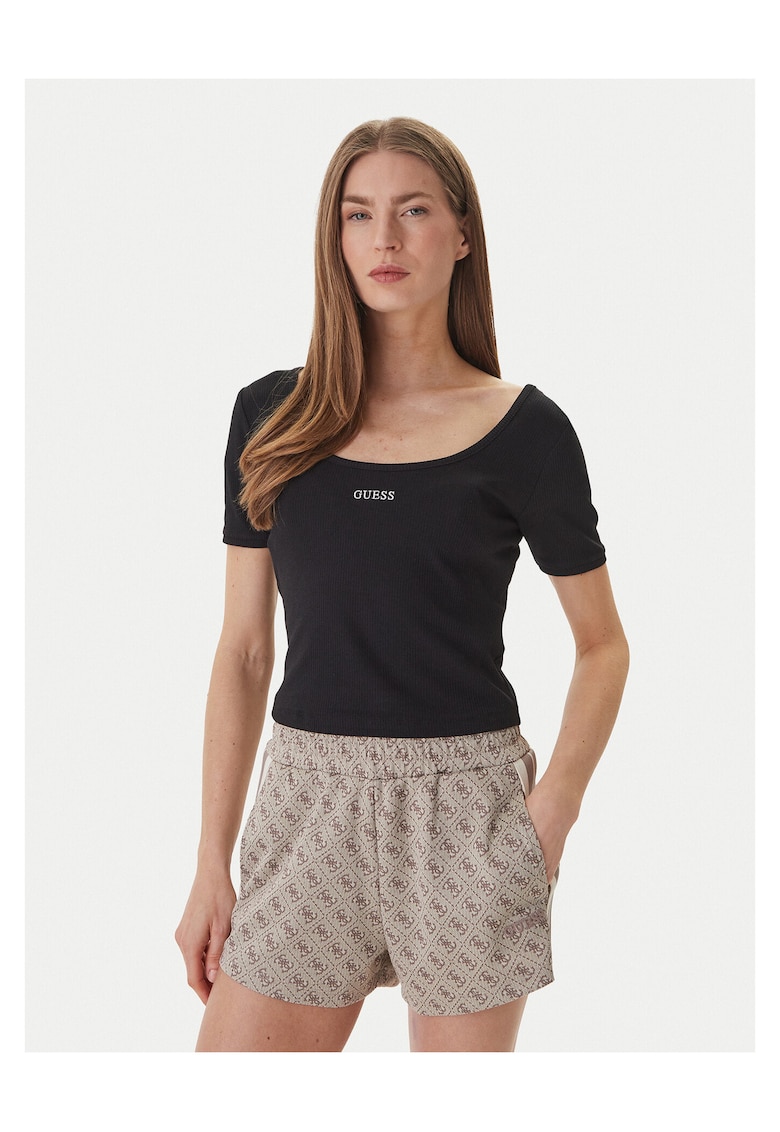 Tricou dama - slim fit - negru - 68% lyocell - 28% poliester - 4% elastan