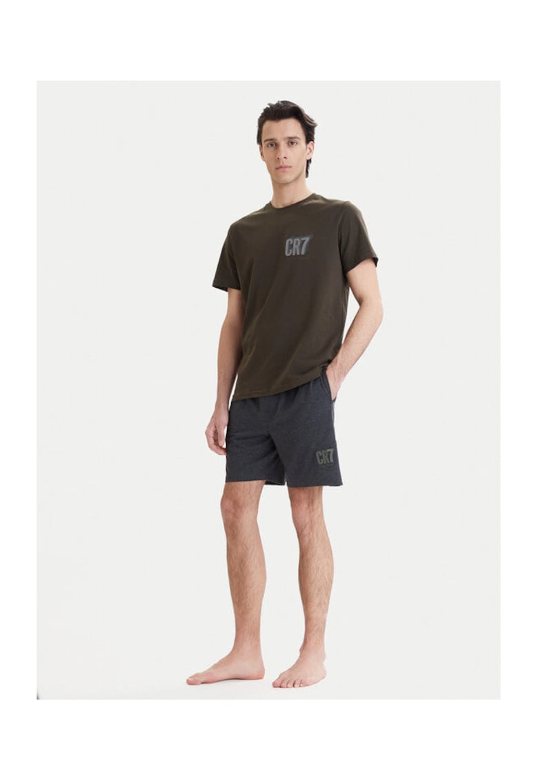 Pijama barbati - gri-verde - bumbac - Verde