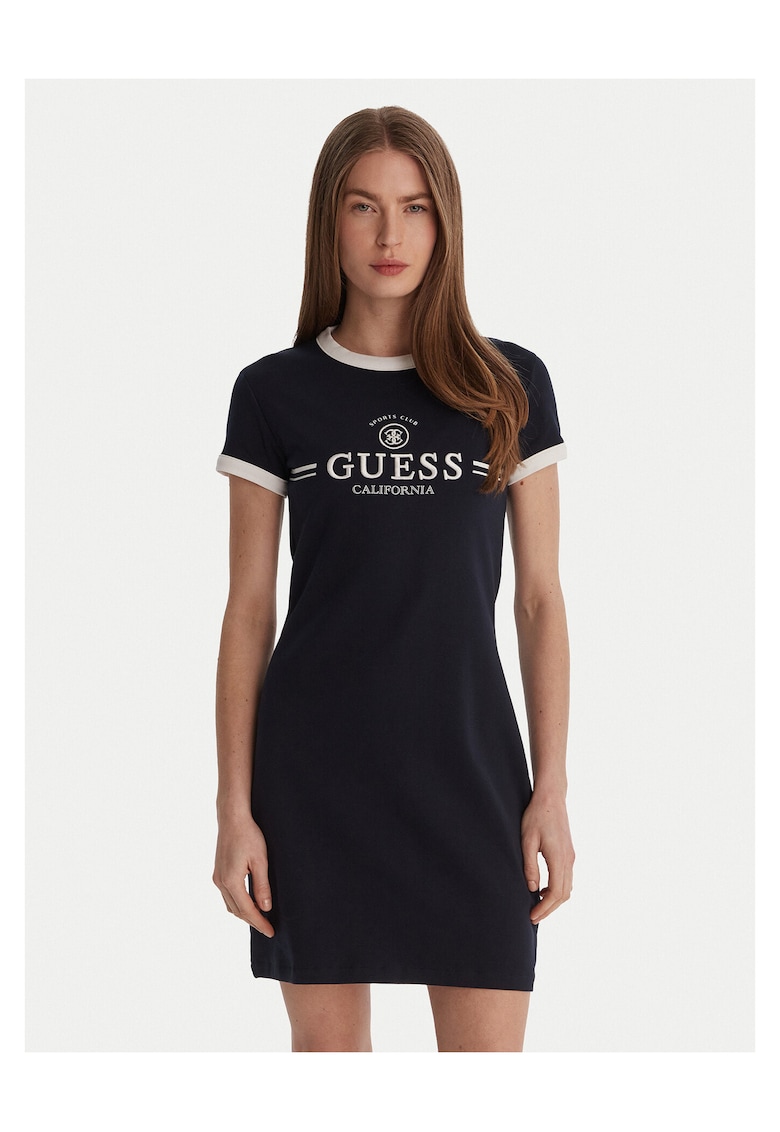 Rochie casual - bumbac - bleumarin - 93% bumbac