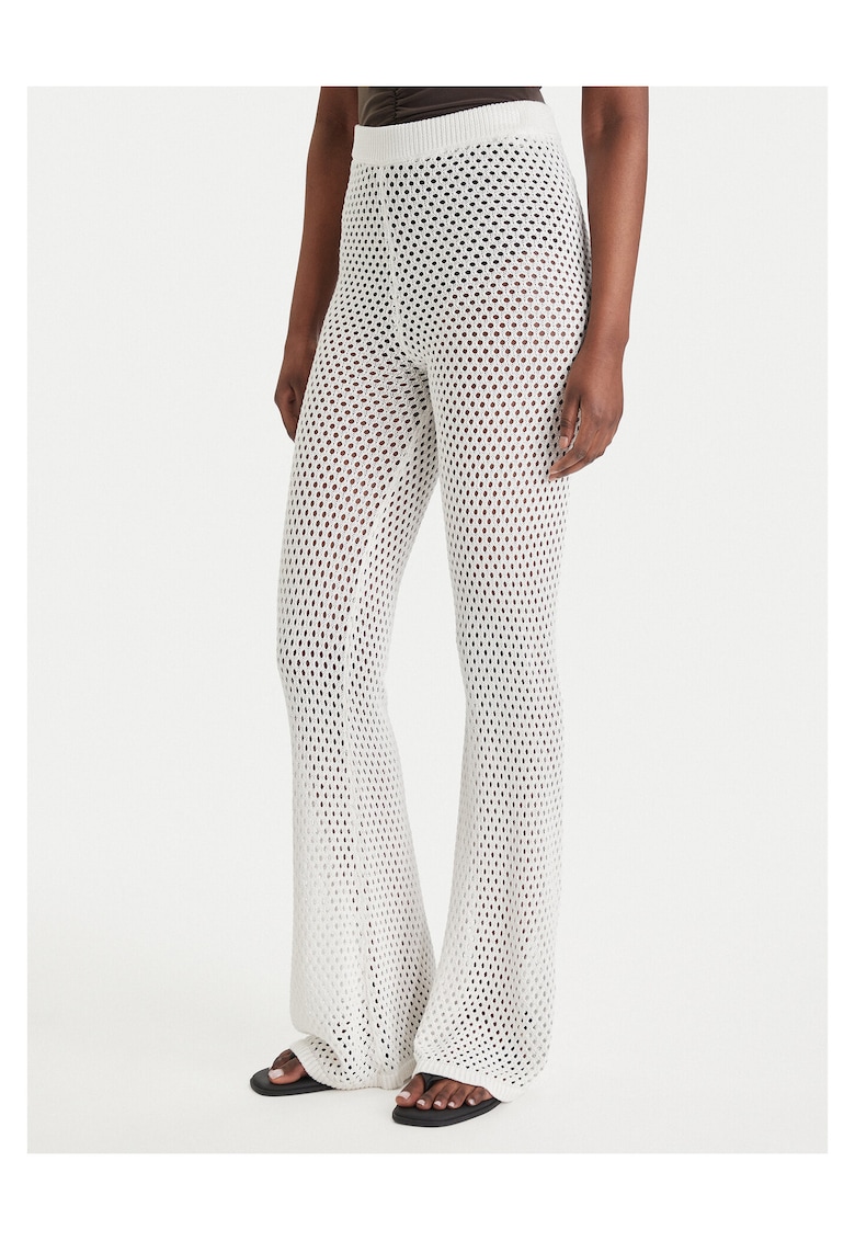 Pantaloni dama - material viscoza - alb